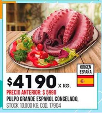 Coto Pulpo Grande Español Congelado oferta