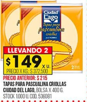 Coto Tapas Para Pascualina Criollas Ciudad Del Lago oferta
