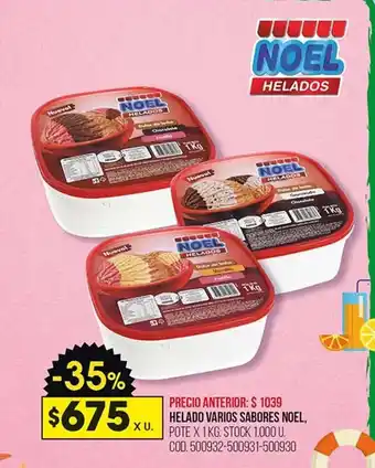 Coto Helado Varios Sabores Noel oferta