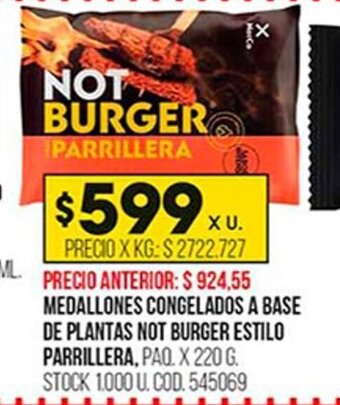 Coto Medallones Congelados a Base De Plantas Not Burger Estilo Parrillera oferta