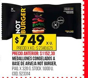 Coto Medallones Congelados a Base de Arveja Not Burger oferta