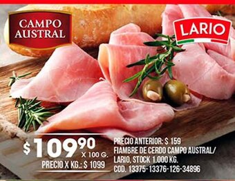 Coto Fiambre de Cerdo Campo Austral/Lario oferta
