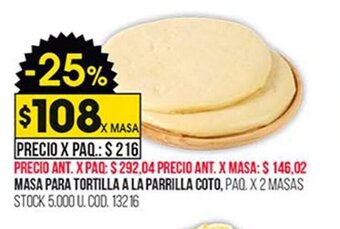 Coto Masa Para Tortilla A La Parrilla Coto oferta