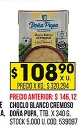 Coto Choclo Blanco Cremoso Doña Pupa oferta