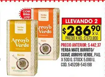 Coto Yerba Mate Burrito / Suave Arroyo Verde oferta