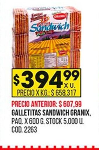 Coto Galletitas Sandwich Granix oferta