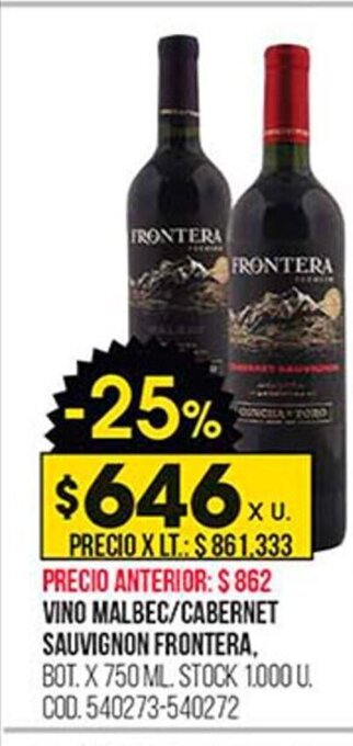 Coto Vino Malbec / Cabernet Sauvignon Frontera oferta