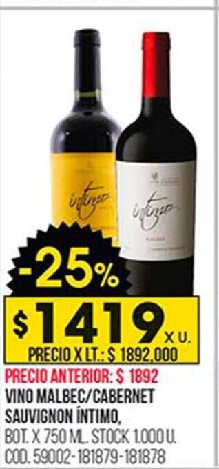 Coto Vino Malbec / Cabernet Sauvignon Intimo oferta
