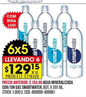 Coto Agua Mineralizada Con / Sin Gas Smartwater oferta