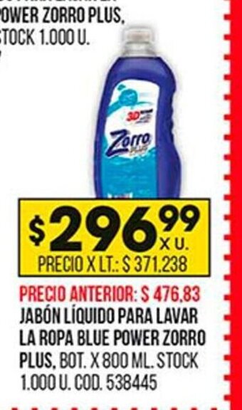 Coto Jabón Líquido Para Lavar La Ropa Blue Power Zorro Plus oferta