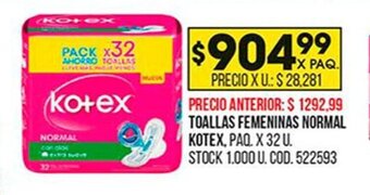 Coto Toallas Femeninas Normal Kotex oferta