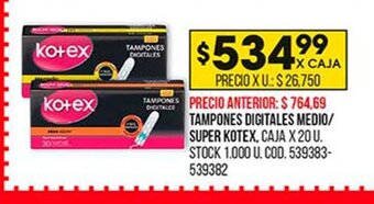 Coto Tampones Digitales Medio / Super Kotex oferta