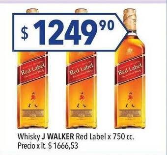 Hergo J Walker Whisky Red Label x 750cc oferta