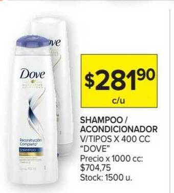 Carrefour Market "Dove" Shampoo/Acondicionador V Tipos x 400cc oferta