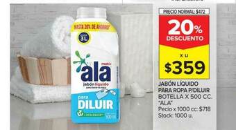 Carrefour Market "Ala" Jabón Líquido Para Ropa P/Diluir Botella x 500cc oferta