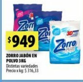 Punto Mayorista Zorro Jabón en Polvo 3kg oferta
