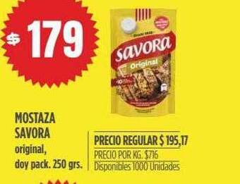 Supermercados Vea Mostaza savora original doy pack oferta