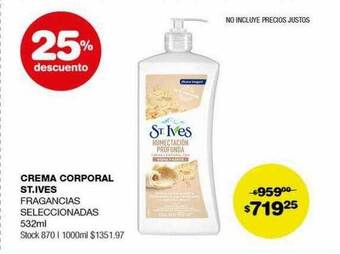 Atomo Conviene Crema corporal st.ives 25% descuento oferta