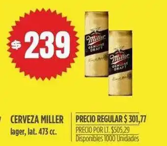 Supermercados Vea Cerveza millar lager, lat 473 cc oferta