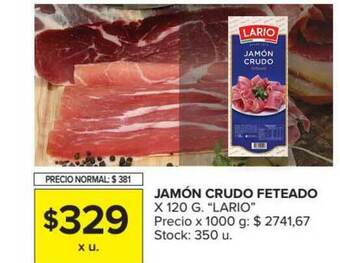 Carrefour Market "Lario" Jamón Crudo Feteado x 120g oferta