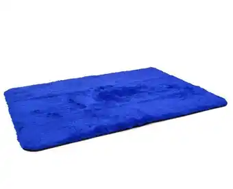 Espacity Alfombra lisa pelo largo azul francia oferta