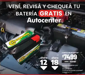 Changomas Batería champion 70 amp oferta