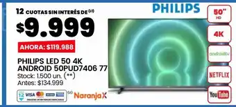 Changomas Philips led 50 4k android 50pud7406 77 oferta