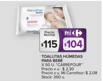Carrefour Market Carrefour Toallitas Húmedas Para Bebé x 50 u oferta