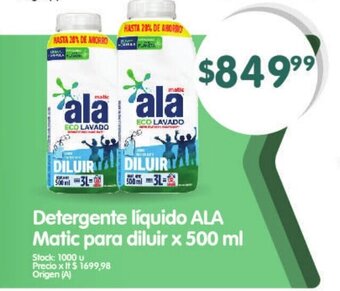 Supermercados Buenos Días Detergente Líquido ALA Matic para Diluir x 500 ml oferta
