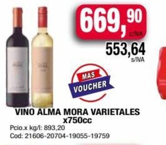 Maxiconsumo Vino Alma Mora Varietales x 750cc oferta
