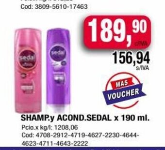 Maxiconsumo Shamp. Y Acond. Sedal x 190ml oferta