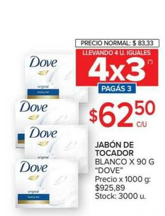 Carrefour Market Dove Jabón De Tocador Blanco x 90g oferta