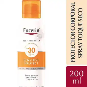 Farmacia Del Puente Eucerin protector solar corporal en spray toque seco piel sensible fps30 200 ml oferta