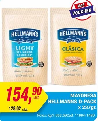 Maxiconsumo Mayonesa Hellmanns D-Pack x 237gr oferta