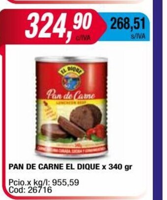 Maxiconsumo Pan de Carne El Dique x 340gr oferta