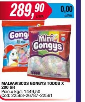 Maxiconsumo Malvaviscos Gongys Todos x 200 Gr oferta