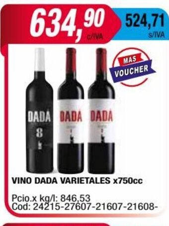 Maxiconsumo Vino Dada Varietales x 750cc oferta