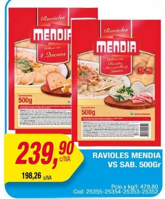 Maxiconsumo Ravioles Mendia Vs Sab. 500gr oferta
