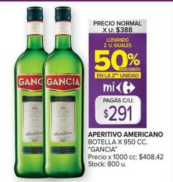 Carrefour Market Gancia Aperitivo Americano Botella x 950 cc. oferta