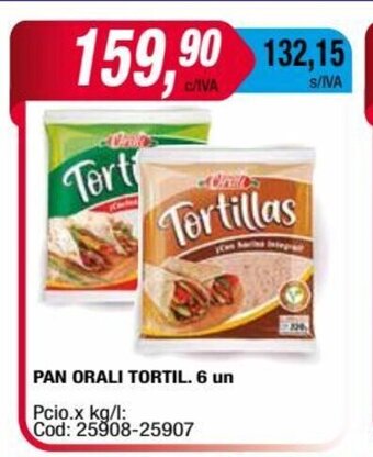 Maxiconsumo Pan Orali Tortil. 6un oferta