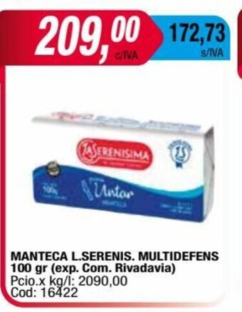 Maxiconsumo Manteca L.Serenis. Multidefens 100gr oferta