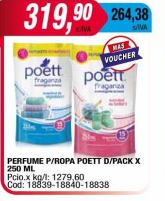 Maxiconsumo Perfume P/Ropa Poett d/pack x 250ml oferta