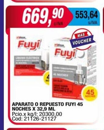 Maxiconsumo Aparato o Repuesto Fuyi 45 Noches x 32.9 ml oferta
