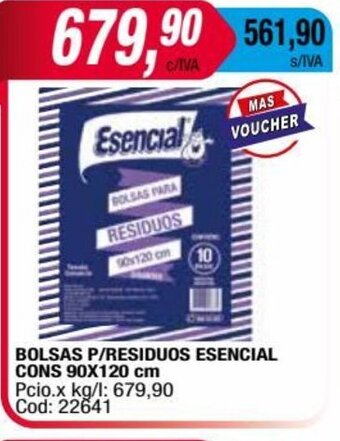Maxiconsumo Bolsas P/Residuos Esencial Cons 90 x 120cm oferta