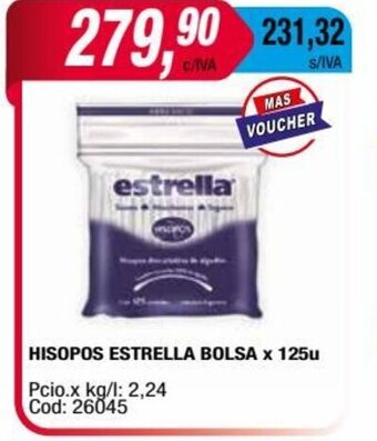 Maxiconsumo Hisopos Estrella Bolsa x 125u oferta