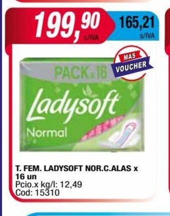 Maxiconsumo T.Fem. Ladysoft Nor.C.Alas x 16un oferta