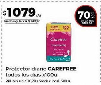 Disco Protectores femeninos carefree x 100un oferta