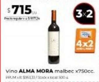 Disco Vino Alma Mora Malbec x 750cc oferta