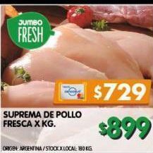 Jumbo Suprema de pollo fresca x kg oferta