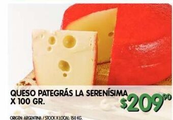 Jumbo Queso pategrás la serenisima x 100g oferta